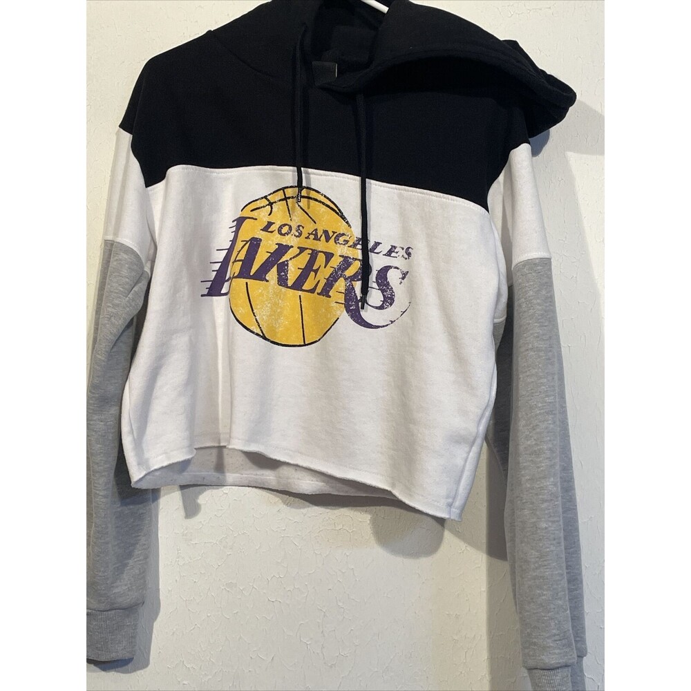 LA Lakers Women’s Crop Top Color Block Hoodie Size Medium